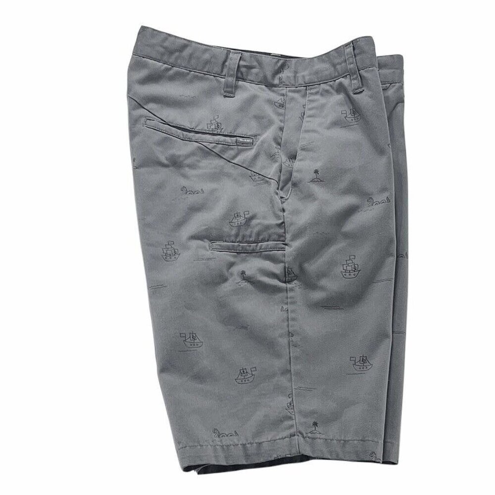 Volcom Mens Gray Cargo Shorts With Nautical Print 29